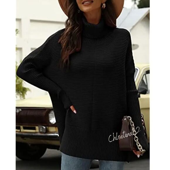 New Oversized Turtleneck Sweater Women’s Chunky Sweater - Picture 1 of 6